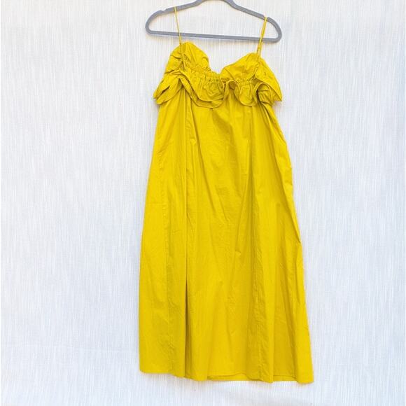 H&M HM Yellow Cotton Sleeveless Ruffle Midi Maxi Dress, Size M - Picture 2 of 8